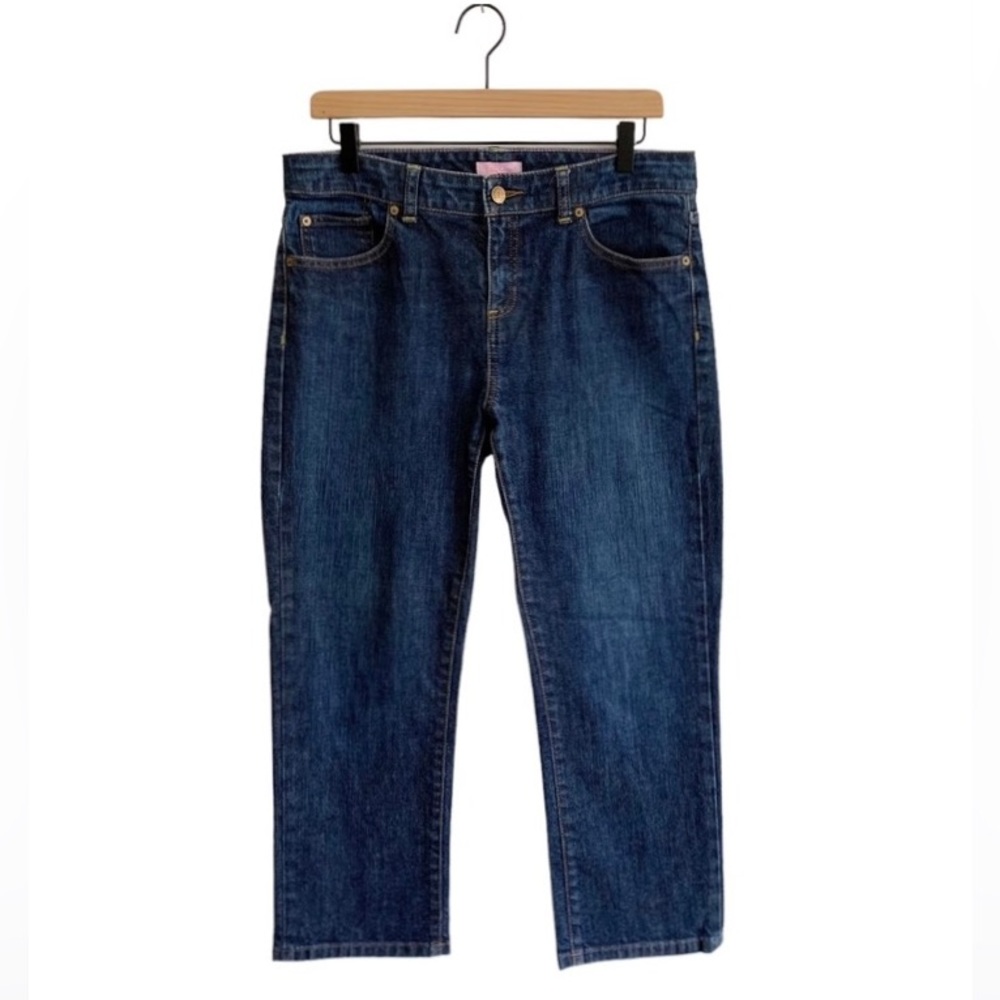 Y2K Lily Pulitzer Cropped Jeans (Beachy Coastal Feminine Nautical Preppy Retro)